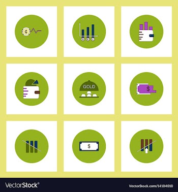 Collection of icons in flat style world gold price vector image