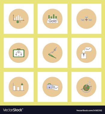 Collection of icons in flat style world gold price vector image