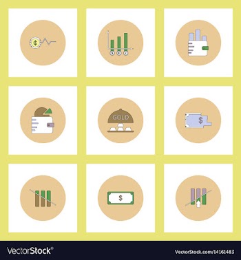 Collection of icons in flat style world gold price vector image