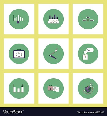 Collection of icons in flat style world gold price vector image