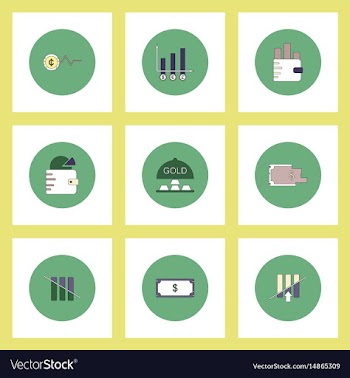 Collection of icons in flat style world gold price vector image