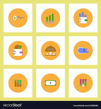 Collection of icons in flat style world gold price vector image