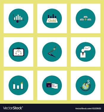 Collection of icons in flat style world gold price vector image