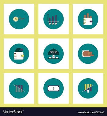 Collection of icons in flat style world gold price vector image