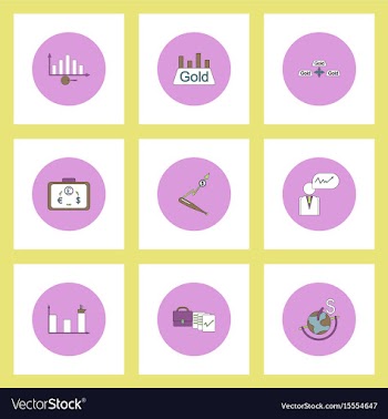 Collection of icons in flat style world gold price vector image