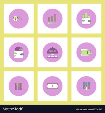 Collection of icons in flat style world gold price vector image