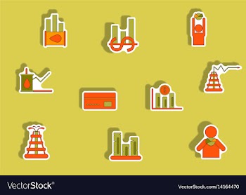 Collection of icons in paper sticker style vector image