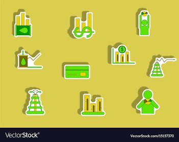 Collection of icons in paper sticker style vector image