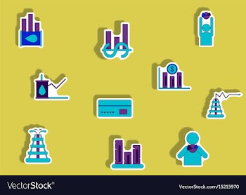 Collection of icons in paper sticker style vector image