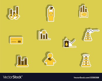 Collection of icons in paper sticker style vector image