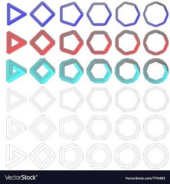 Collection of impossible Penrose polygons vector image