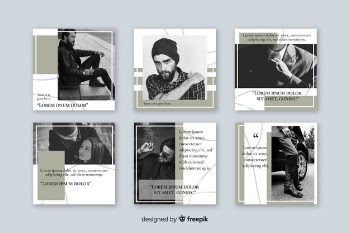 Collection of instagram posts template Free Vector