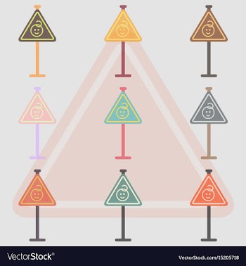 Collection of kids warning road signs vector image