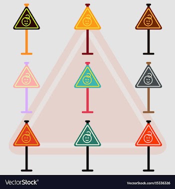 Collection of kids warning road signs vector image