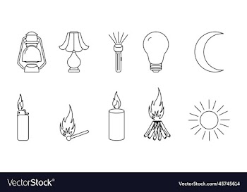 collection of light source line icons