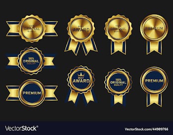 collection of luxury dark blue and gold badge