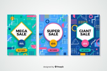 Collection of memphis sales banners Free Vector