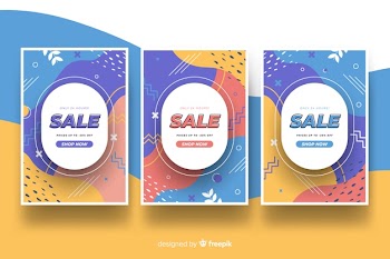 Collection of memphis sales banners Free Vector