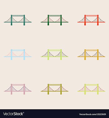 Collection of metal cable suspension bridges vector image