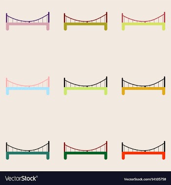 Collection of metal cable suspension bridges vector image