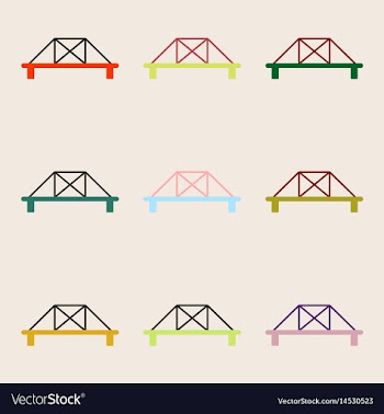 Collection of metal cable suspension bridges vector image