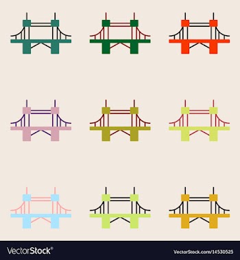 Collection of metal cable suspension bridges vector image