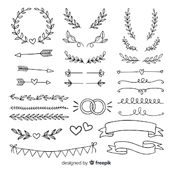 Collection of minimalist hand drawn wedding ornaments Free Vector