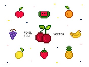 Collection of mixed pixelated fruits | Free stock vector - 424990
