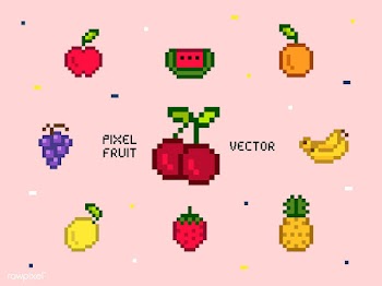 Collection of mixed pixelated fruits | Free stock vector - 424991