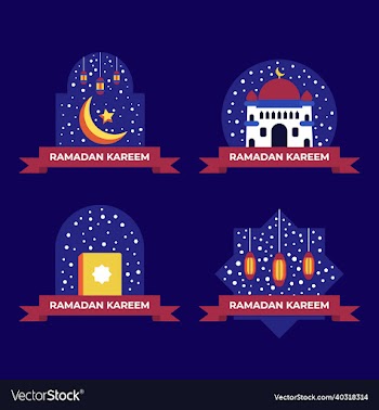collection of modern ramadan badges or label