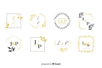 Collection of monogram logos with leaves Free Vector