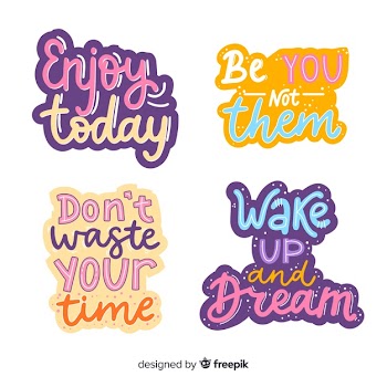 Collection of motivational lettering stickers Free Vector