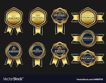 collection of of luxury dark blue and gold badge