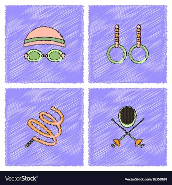 Collection of olympic games in hatching style vector image