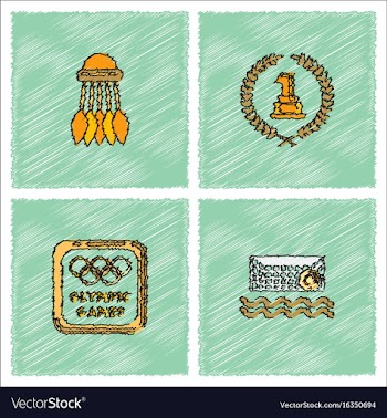 Collection of olympic games in hatching style vector image
