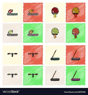 Collection of olympic games in hatching style vector image