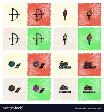 Collection of olympic games in hatching style vector image
