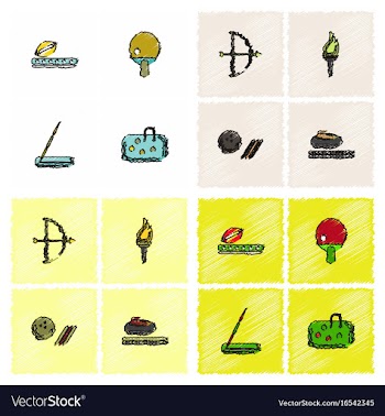 Collection of olympic games in hatching style vector image