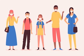 Collection of people wearing medical masks Free Vector