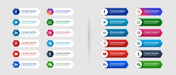 Collection of popular social media lower third Free Vector