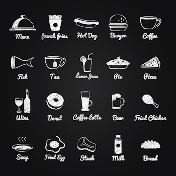 Collection of restaurant menu icons