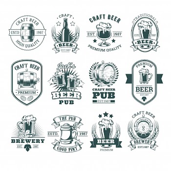 Collection of retro beer emblems, badges, stickers Free Vector