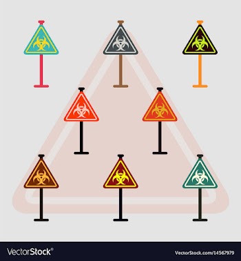 Collection of road sign with an radioactive symbol vector image