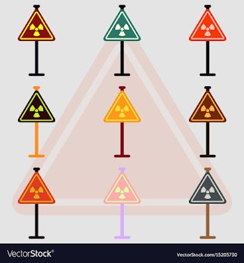 Collection of road signs with an radioactive vector image
