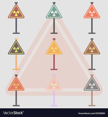 Collection of road signs with an radioactive vector image
