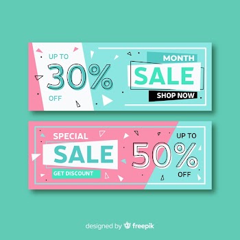 Collection of sales banners in memphis style Free Vector