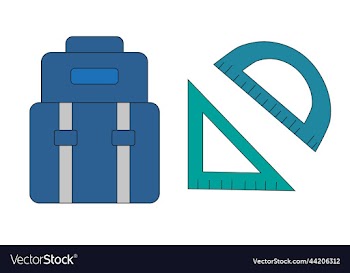 collection of school supplies bag rulers