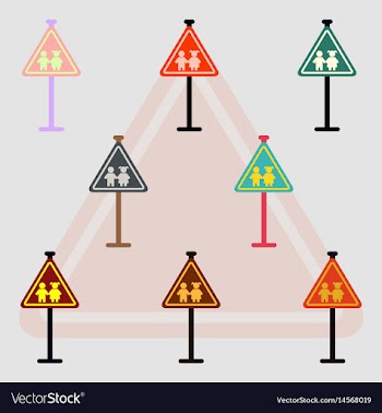 Collection of school warning road sign kids road vector image