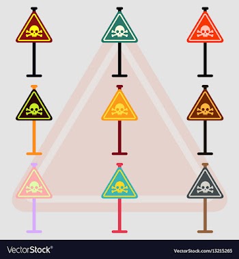 Collection of skull danger road sign vector image