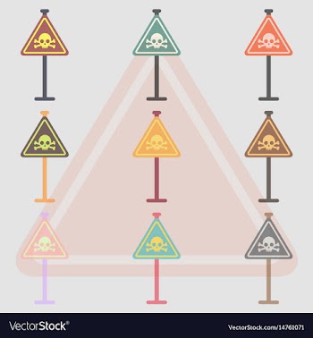 Collection of skull danger road sign vector image